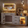 PAKASEPT 5 Drawer Dresser with Extendable Table, L-Shaped Makeup Vanity Desk with Mirror and Lights & Charging Station, Shelves, LED Storage Cabinet - 4 of 4