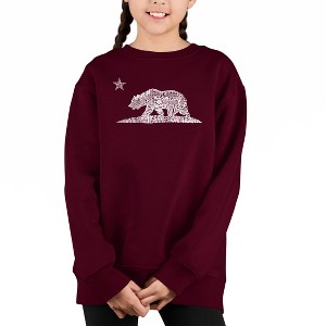 LA Pop Art California Bear - Girl's Word Art Crewneck Sweatshirt - 1 of 3