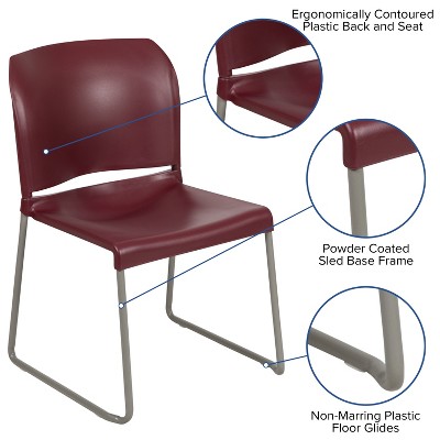 Gray Ergonomic Mid-Back Metal Stacking Chair