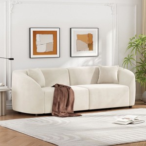 ORRD 87-inch Curved Modern Sofa in Off-White Velvet, Contemporary Sculptural Loveseat for Living Room, Plush Seating with Durable Frame - 1 of 4