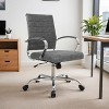 LeisureMod Benmar Mid-Back Office Chair, Leather Upholstery with Swivel, Tilt, and Chrome Base, Modern Desk Seating for Home Office or Conference Room - 2 of 4