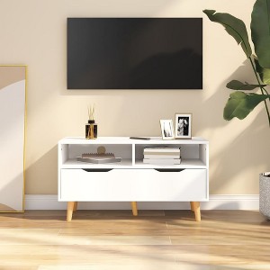 vidaXL TV Stand White 35.4 in.x15.7 in.x19.1 in. Engineered Wood - 1 of 4