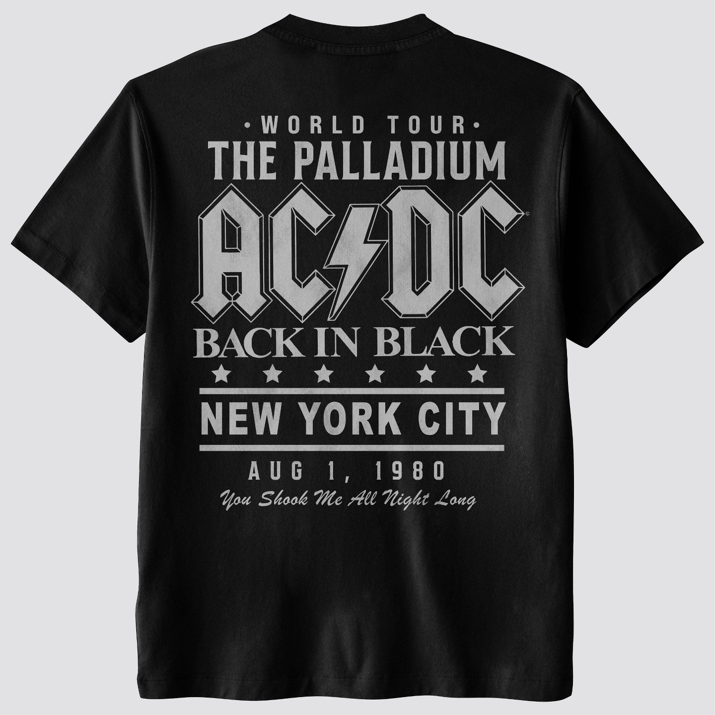 Мужская футболка AC/DC World Tour Short Sleeve Graphic T-Shirt - Black, цвет: Чёрный — фото 2