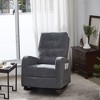 Modern Rocking Chair Accent Chair, Lazy Recliner Comfortable Fabric Leisure Sofa With Side Pockets For Bedroom Coffee Shop Office - 3 of 4