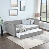 Twin Size Velvet Upholstered Daybed with Beautiful Round Armset, Tufted Sofa Bed with Trundle Bed-ModernLuxe - 2 of 4