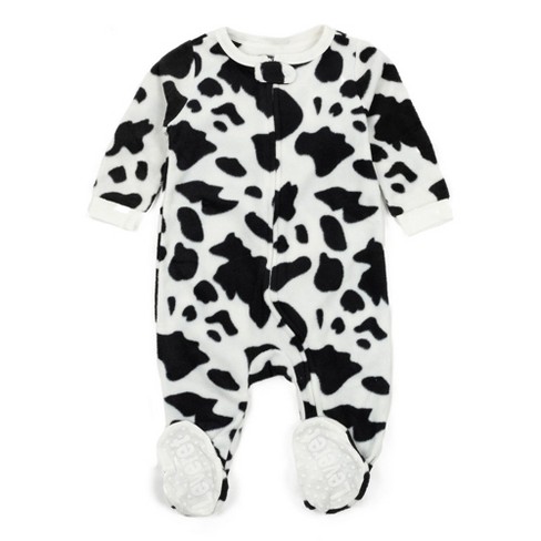 Leveret Footed Fleece Pajamas Cow Black 3 6 Month