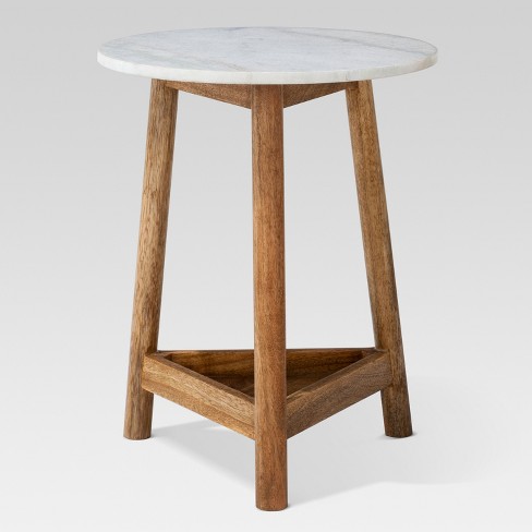 Lanham Marble Top round side table with 3 legs