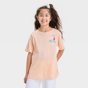 Girls' Moana Ocean Connects Us Oversized Short Sleeve Graphic T-Shirt - Peach Orange - 1 of 4