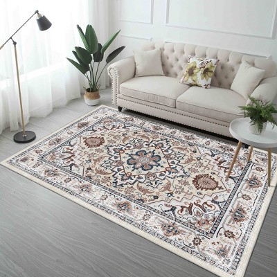GlasFlength Rug Pads Vintage Bohemia Waterproof Extra Large Area Rugs Non-Slip Rug Pads Washable Rug for Room, White, 84"*60"*0.31"