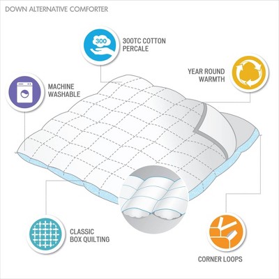 Madison Park 300 Thread Count Cotton Percale Luxury Down Alternative Comforter