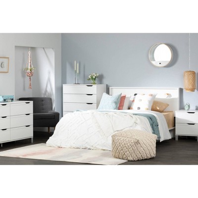 White Queen Platform Bed with Single Storage Drawer