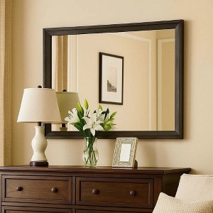 Royal Hampton 45 Inch Rectangular Wooden Frame Contemporary Mirror, Gray - 1 of 4