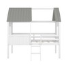 Okak Twin Size Solid Wood House-Shaped Loft Bed with Ladder & Two Side Windows,Modern Bed Frame for Kids Room,Bedroom - 2 of 4