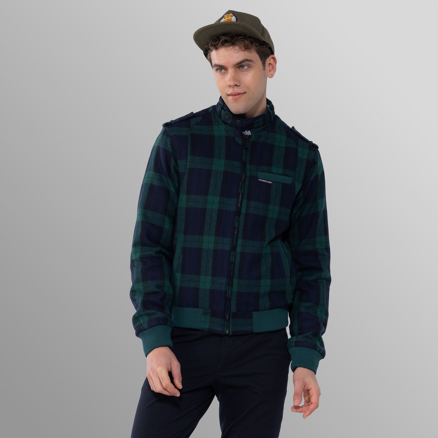 Мужская куртка Members Only Wool Iconic Racer Jacket - Green, цвет: Зелёный — фото 2