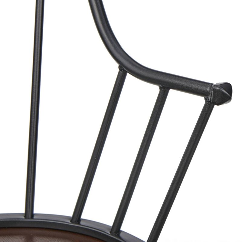 Set of 2 Milo Windsor Metal with Wood Seat Dining Armchairs Black/Espresso Brown - Buylateral, 6 of 7