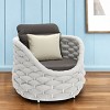 HomeRoots 34" Gray And White Fabric Club Chair And Toss Pillow - 2 of 4