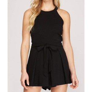 Women's Woven Pleated Shorts - SHE + SKY - 1 of 3