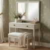 Modern Makeup Vanity Desk Set with Stool, Vanity Table Dressing Table with Large Mirror  & 2 Drawers, Home Office Desk, White-ModernLuxe - 2 of 4