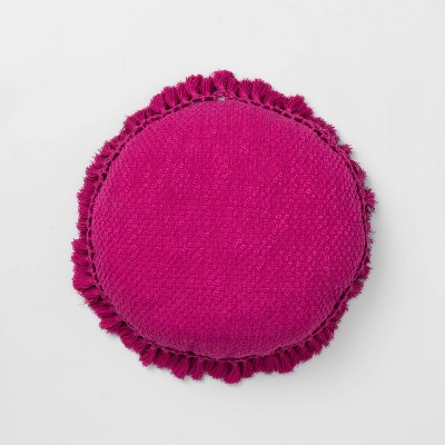 Round Crochet Throw Pillow Flamingo 