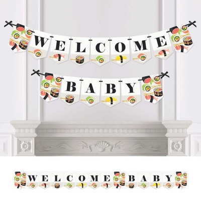 Big Dot of Happiness Let's Roll - Sushi - Japanese Baby Shower Bunting Banner - Party Decorations - Welcome Baby