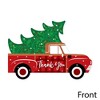 Big Dot of Happiness Merry Little Christmas Tree - Shaped Thank You Cards - Red Truck Christmas Party Shaped Thank You Cards with Envelopes Set of 12 - 3 of 4