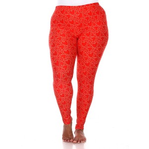 Women's Plus Size Super Soft Midi-Rise Printed Leggings - One Size Fits Most Plus - White Mark - 1 of 3