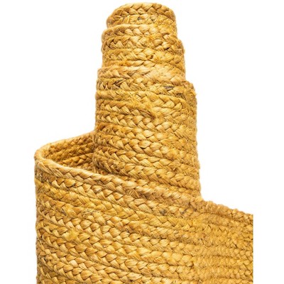Handmade Yellow Braided Jute Rectangular Area Rug