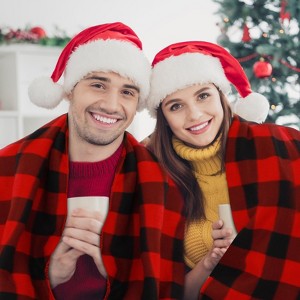 Christmas Buffalo Plaid Throw Blanket 50 x 60 Inch for Sofa Bed Couch Office Fleece Lightweight Fall Winter Blanket - 1 of 4