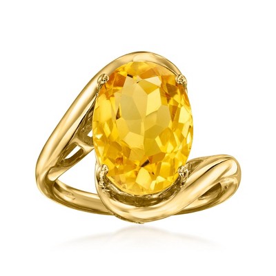 Ross-Simons 5.00 Carat Citrine Wavy Ring in 18kt Gold Over Sterling