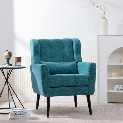 Accent Arm Chair,teal Chenille Fabric Armchair,chenille Upholstered ...