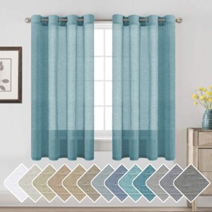 Natural Linen Blended Semi-Sheer Curtains Privacy Assured with Nickel Grommet for Living Room - 1 of 4