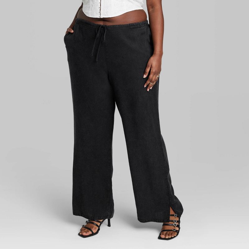 Women's Mid-Rise Wide Leg Relaxed Linen Pants - Wild Fable™, 3 of 7