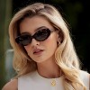 WMP Eyewear Womens Polarized Cat-Eye Sunglasses, Oval Lenses, Thick Rounded Frame, 5-Barrel Hinges - 3 of 4
