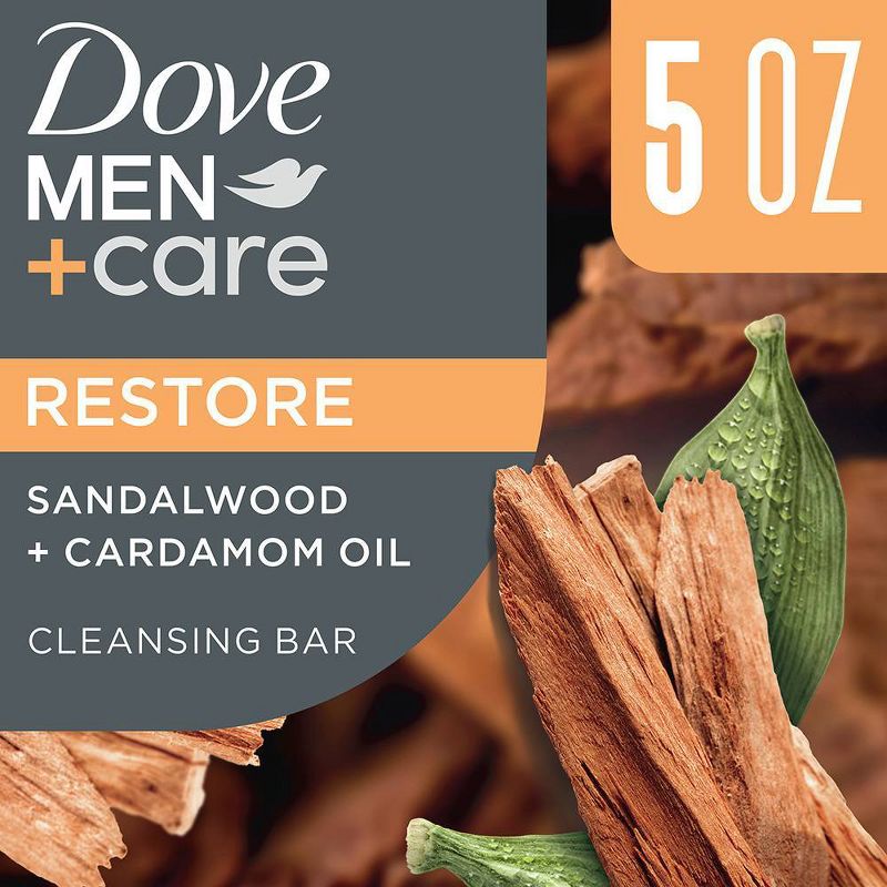 Dove Men+Care Restore Plant Based Bar Soap - Sandalwood &#38; Cardamom Oil - 5oz, 1 of 12