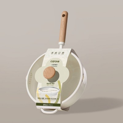Carote 5qt Ceramic Nonstick Saute Pan with Lid Cream