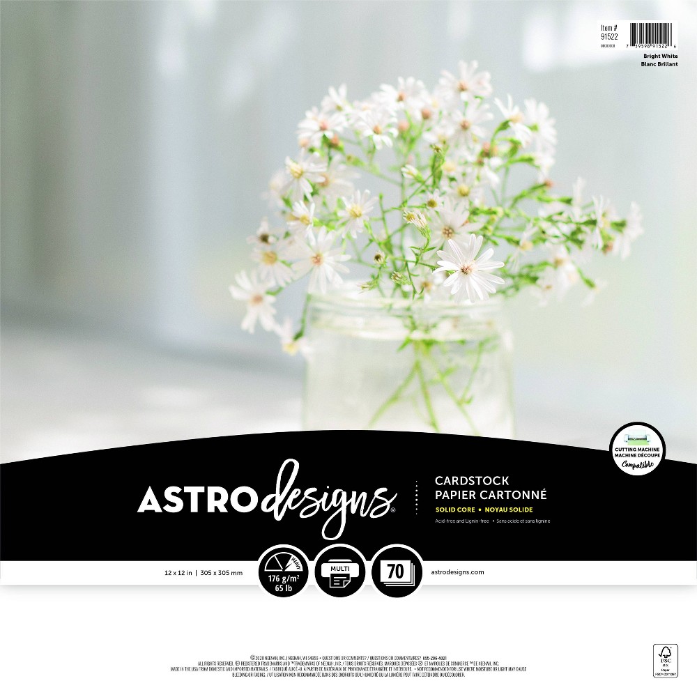 12''x12'' 70-Sheet White Cardstock - Astrobrights