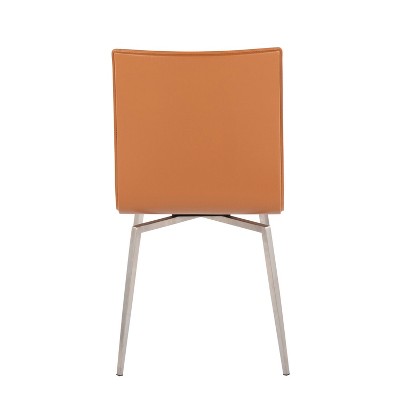 Light Brown Faux Leather Upholstered Side Chair with Metal Legs