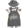 Star Wars Chewbacca R2-D2 Yoda Baby French Terry Short Overalls T-Shirt and Hat 3 Piece Outfit Set Newborn to Infant - 3 of 4