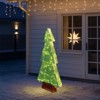 Angel Sar 4FT Lighted Christmas Tree, Pre-lit Outdoor Indoor Decor with 110 Warm White LEDs, Snowflake and Iridescent Design, Holiday Displays - 2 of 4