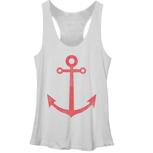 Women's Lost Gods Admiralty Anchor Racerback Tank Top - White Heather ...