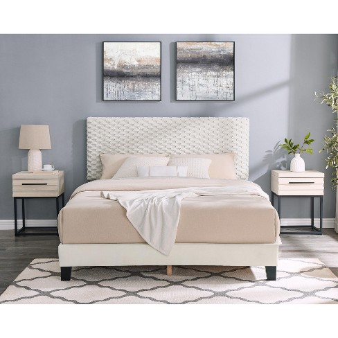 Roundhill Furniture Findlay 3-Piece Bedroom Set, Plush 3D Upholstered Bed with Two Nightstands - image 1 of 4