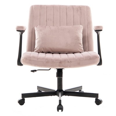 QingMoon Criss Cross Office Chair, Velvet Desk Chair, Wide Seat Computer Chair with Adjustable Arms and Reclining Backrest for Home Office