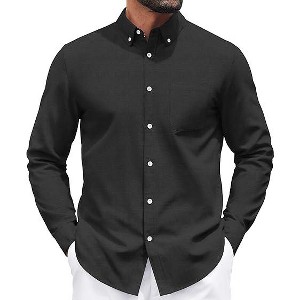 COOFANDY Mens Long Sleeve Button Down Shirt Casual Untucked Shirts for Men Oxford Dress Shirts - 1 of 4