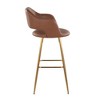 Fixed Faux Leather Contemporary Bar Stool with Low Back and Metal Legs for Home Bar or Kitchen (Set of 2) - 3 of 4