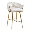 Kumasinova 26" Counter Height Bar Stools Set of 2, Velvet Dining Chair with Hand-Wave Back, Golden Chromed Base & Footrest, Upholstered Counter Stools - 2 of 4