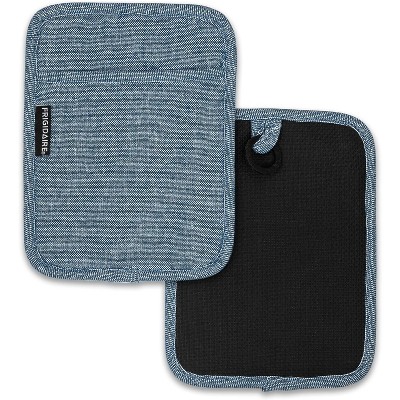 Home Mart Goods Blue Heat Resistant Thick Soft Quilted Lining Kitchen Oven Pot Holders With Neoprene and Cotton Non-slip - 2 Pack