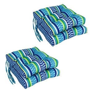 Blazing Needles, 16-inch Spun Polyester Patterned Outdoor Square Tufted Chair Cushions (Set of 4) - 1 of 2