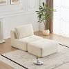 Vynxaria Modern Memory Foam Compressed Sofa - Single Chaise Longue, Pet-Friendly Cloud Modular Sectional, Corduroy, Movable Ottoman, Beige - 3 of 4