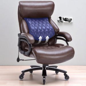 Mshliw 600LBS Heavy Duty Office Chair, Big and Tall High Back Executive Desk Chair with Lumbar Support, Spring Cushion, PU Leather - 1 of 4