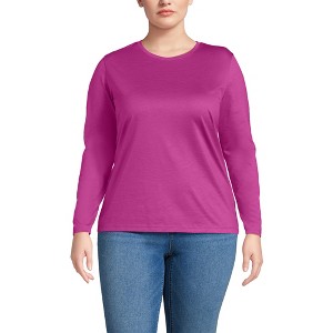 Lands' End Women's Relaxed Supima Cotton Long Sleeve Crew Neck T-Shirt - 1 of 4